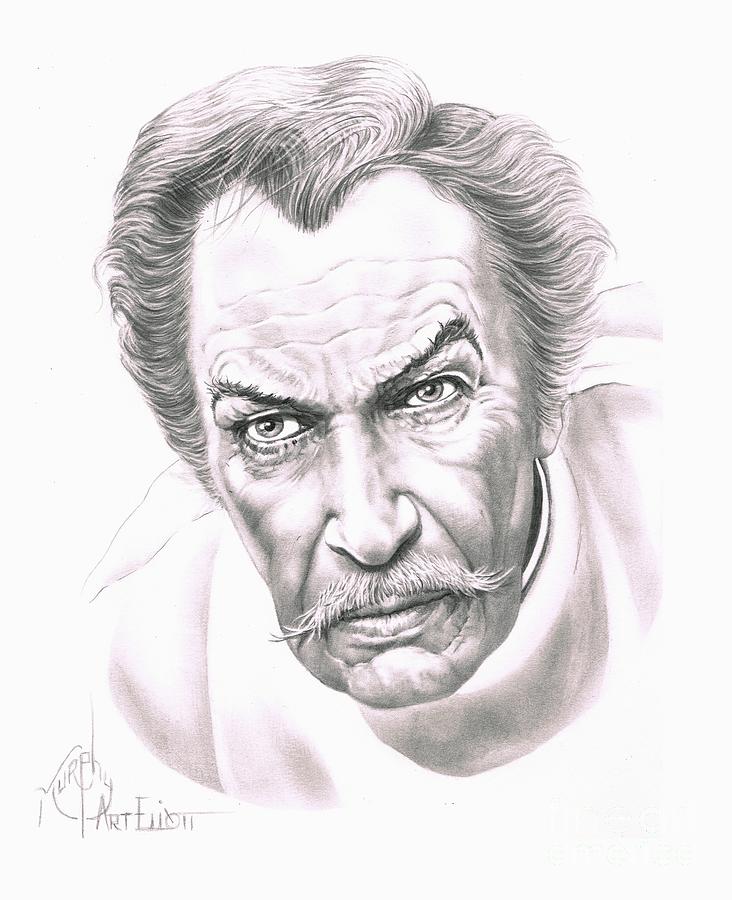 Portrait Drawing - Vincent Price by Murphy Elliott