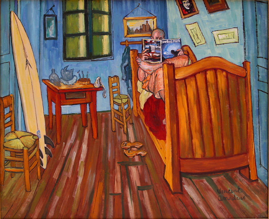 Vincent Van Gogh Painting - Vincents bedroom in Arles for surfers-Amadeus series by Dominique Amendola