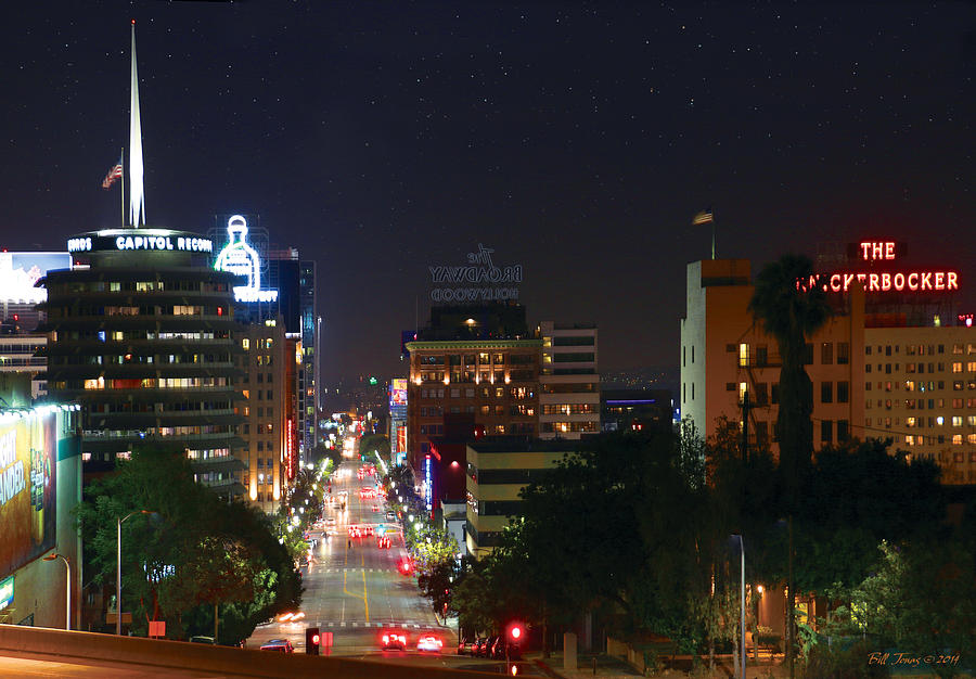 Hollywood Photograph - Vine Avenue at Night by Bill Jonas
