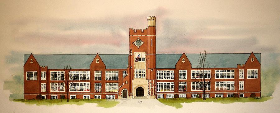 Vineland High School in the 50s Painting by William Renzulli
