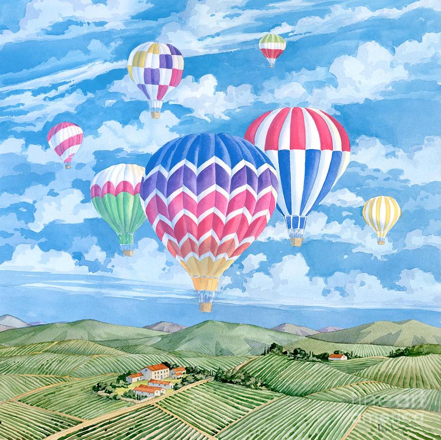 Mountain Painting - Vineyard Balloons by Paul Brent