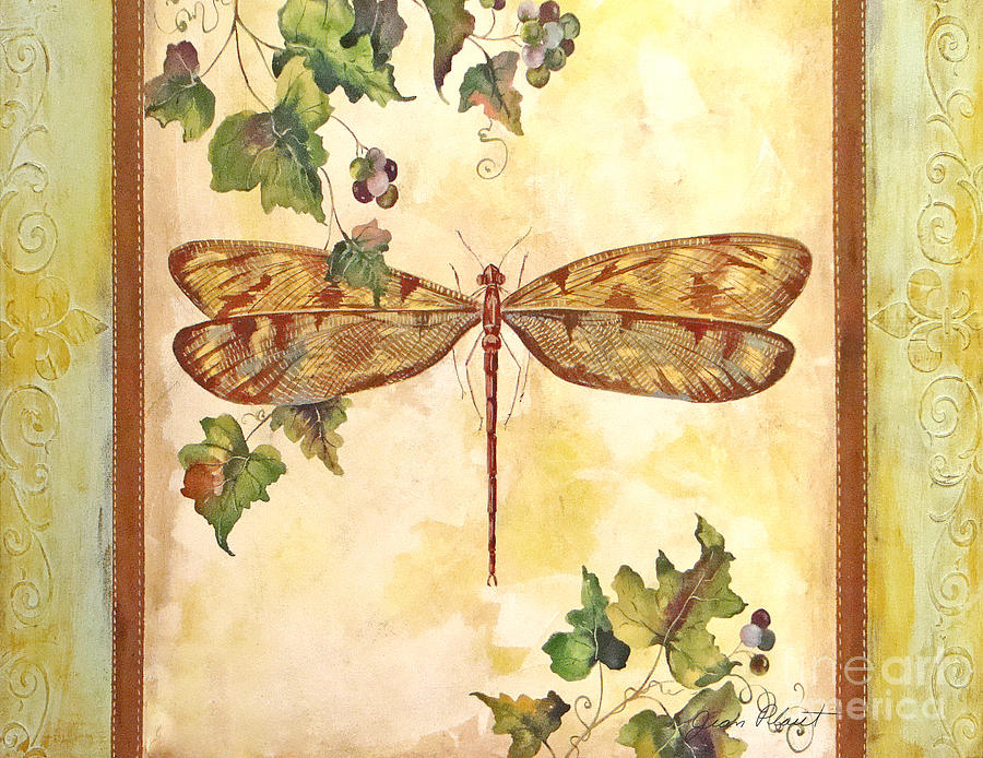 Vineyard Dragonfly Painting by Jean Plout