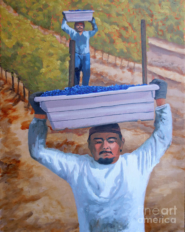 Grape Painting - Vineyard Harvest II by Donna Schaffer