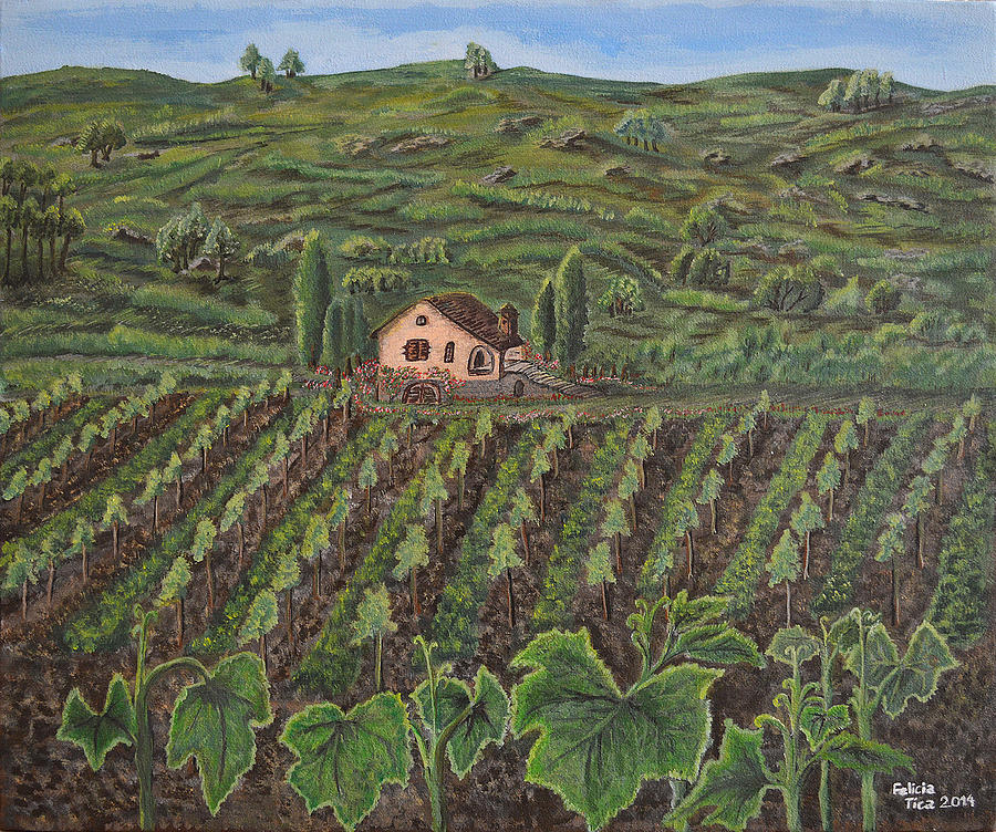Vineyard in Neuchatel Painting by Felicia Tica