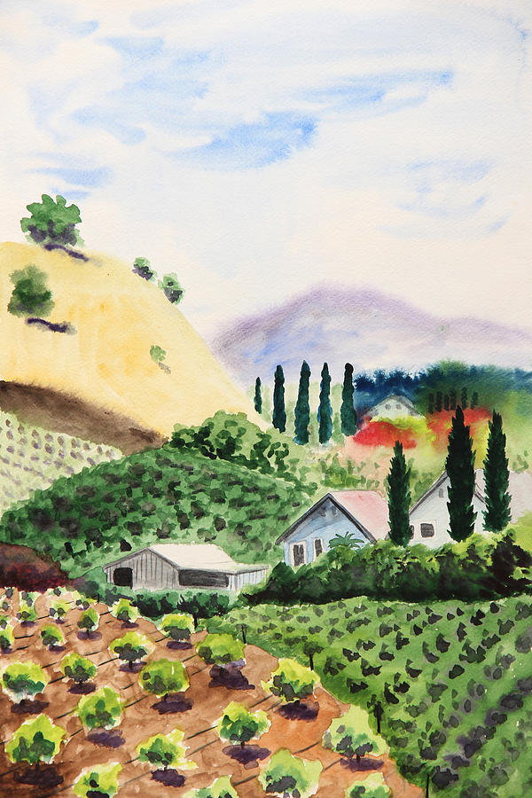 Vineyard Painting by Masha Batkova