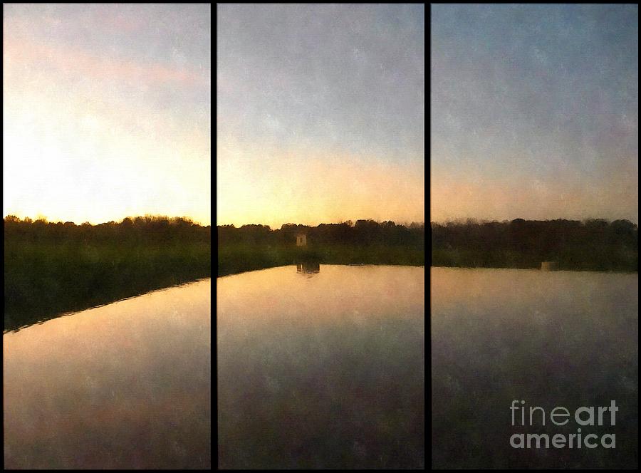 Sunset Photograph - Vineyard Reflections Triptych by Jaclyn Hughes Fine Art