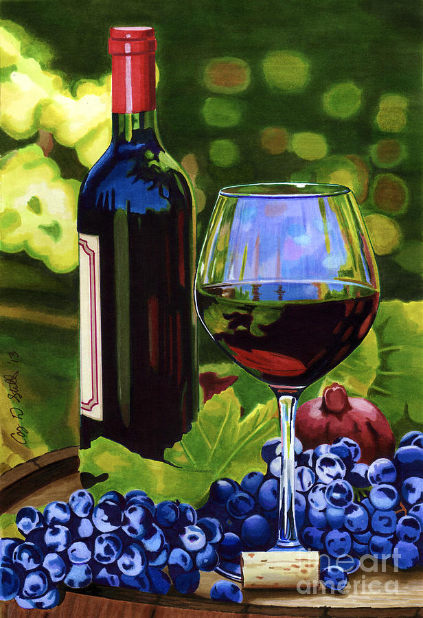 Wine Drawing - Vino by Cory Still