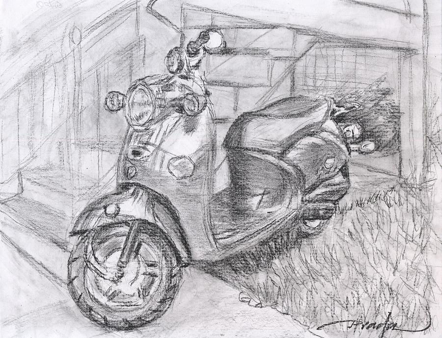 Scooter Drawing - Vino muy fino by Horacio Prada