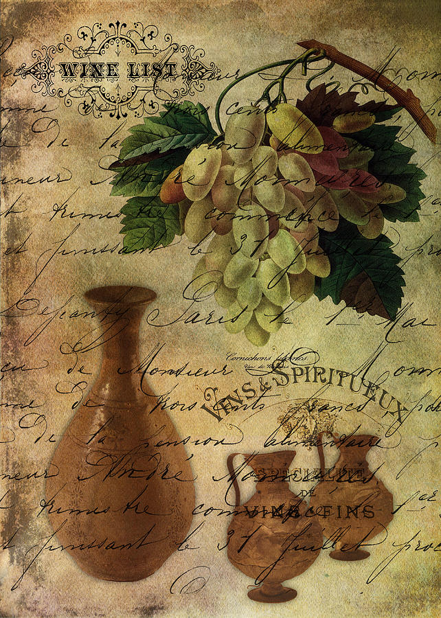 Wine Digital Art - Vins Spiritueux Nectar of the Gods by Sarah Vernon