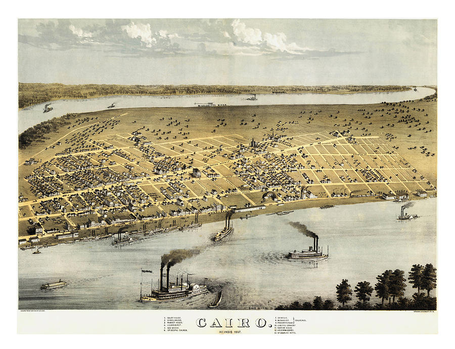 Vintage 1867 Cairo Illinois Map Photograph