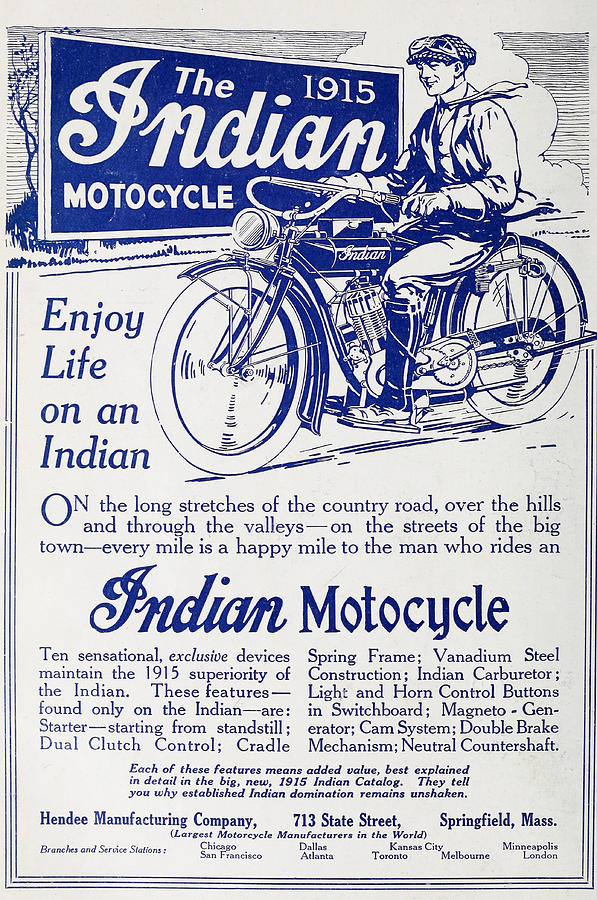 Vintage 1915 Indian Motorcycle Photograph by Georgia Clare