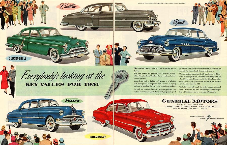 Vintage 1951 Advert General Motors Car GM Digital Art by Georgia Clare
