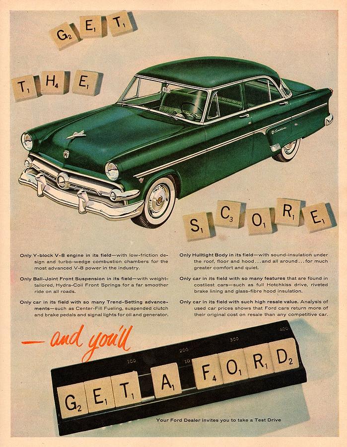 Vintage 1954 Ford Classic Car Advert Digital Art by Georgia Clare