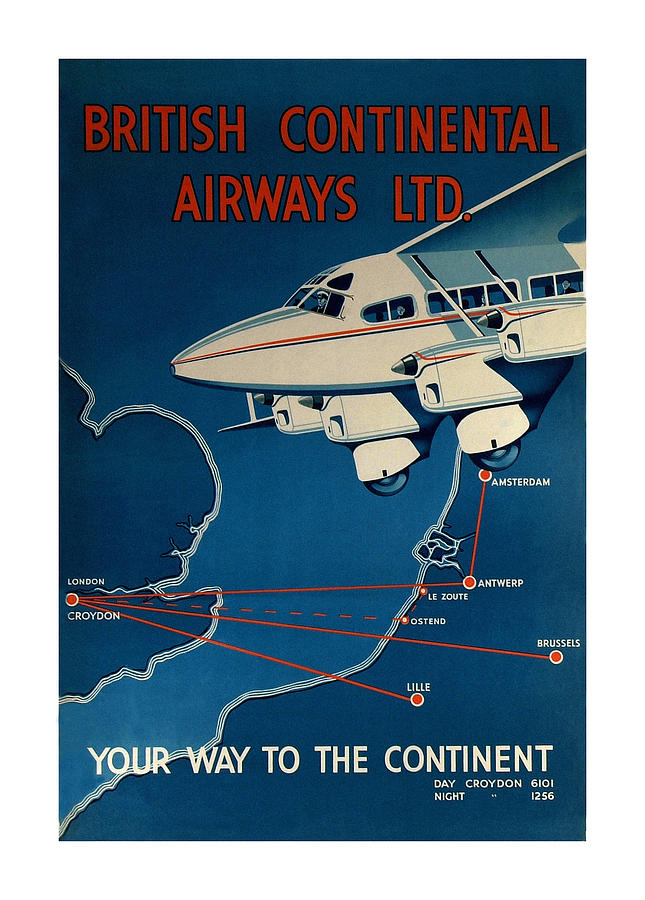 Airplane Photograph - Vintage Airline Ad 1935 by Andrew Fare