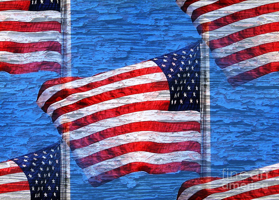 Vintage Amercian Flag Abstract Photograph by Judy Palkimas