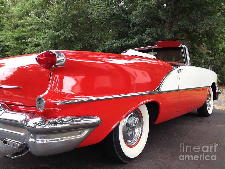 Vintage American Car - Red and White 1955 Oldsmobile Convertible Classic by Fornal - Art America