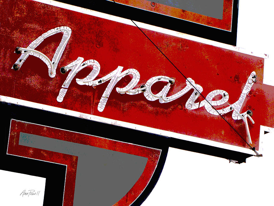 Vintage Apparel Sign Red and Gray Photograph by Ann Powell