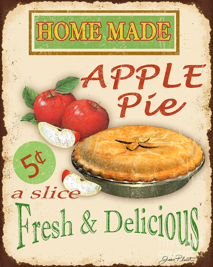 Vintage Digital Art - Vintage Apple Pie Sign by Jean Plout
