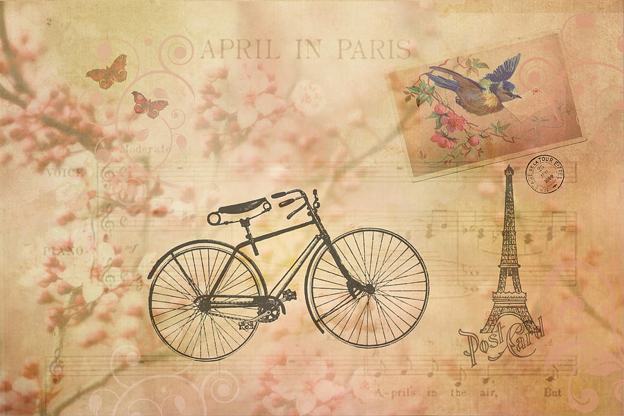 Vintage April in Paris Mixed Media by Peggy Collins