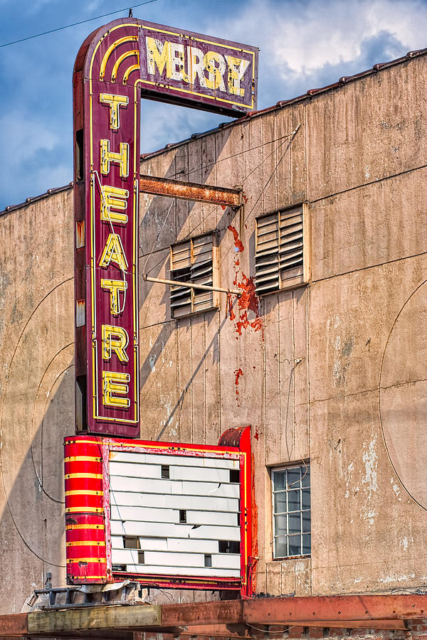 Vintage Art Deco Theatre Marquee - Perry Georgia Photograph by Mark E Tisdale