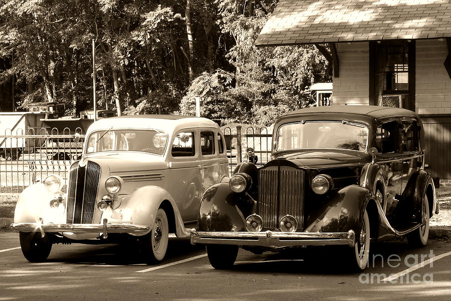 Vintage Automobiles at a Train Station Photograph by Olivier Le Queinec
