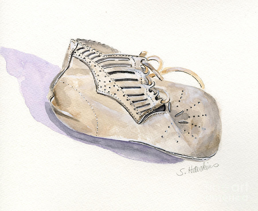 Still Life Painting - Vintage Baby Shoe by Sheryl Heatherly Hawkins
