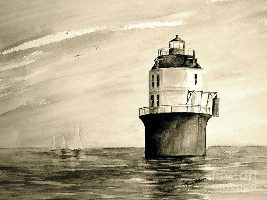 Vintage Baltimore Lighthouse  Painting by Nancy Patterson