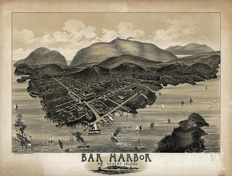 Vintage Bar Harbor Map Photograph by Edward Fielding