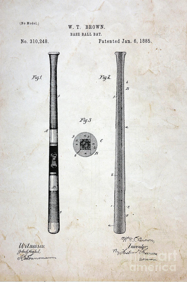 Vintage Baseball Bat Patent Photograph by Paul Ward