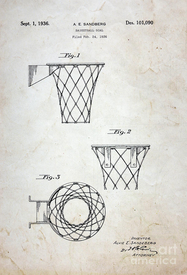 Vintage Basketball Hoop Patent Photograph by Paul Ward