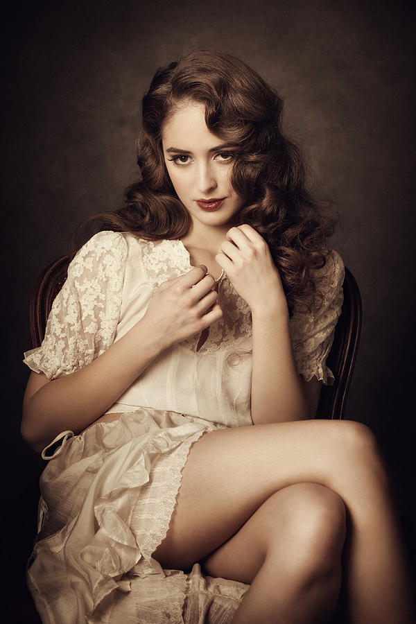 Vintage Beauty Flirting Photograph by Mammuth