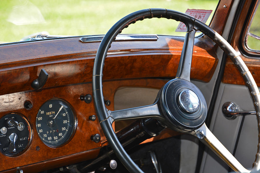 Vintage Bentley Steering Wheel Photograph by Mike Martin