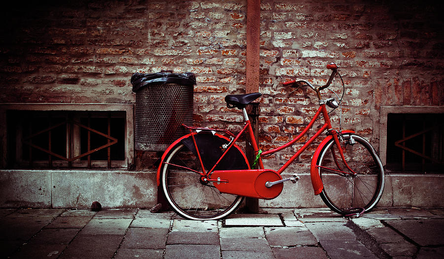 Vintage Bicycle Leaning Against Brick Photograph by Moreiso