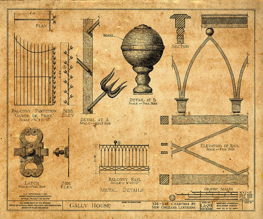 Vintage Blueprints 1 Photograph by Andrew Fare
