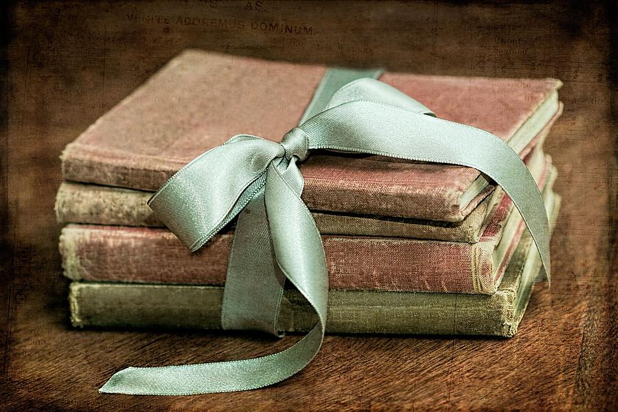 Vintage Books Tied With Mint Ribbon Photograph by Tracie Schiebel