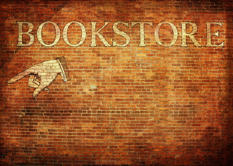 Vintage Bookstore Sign on Brick Wall Photograph by Brooke T Ryan