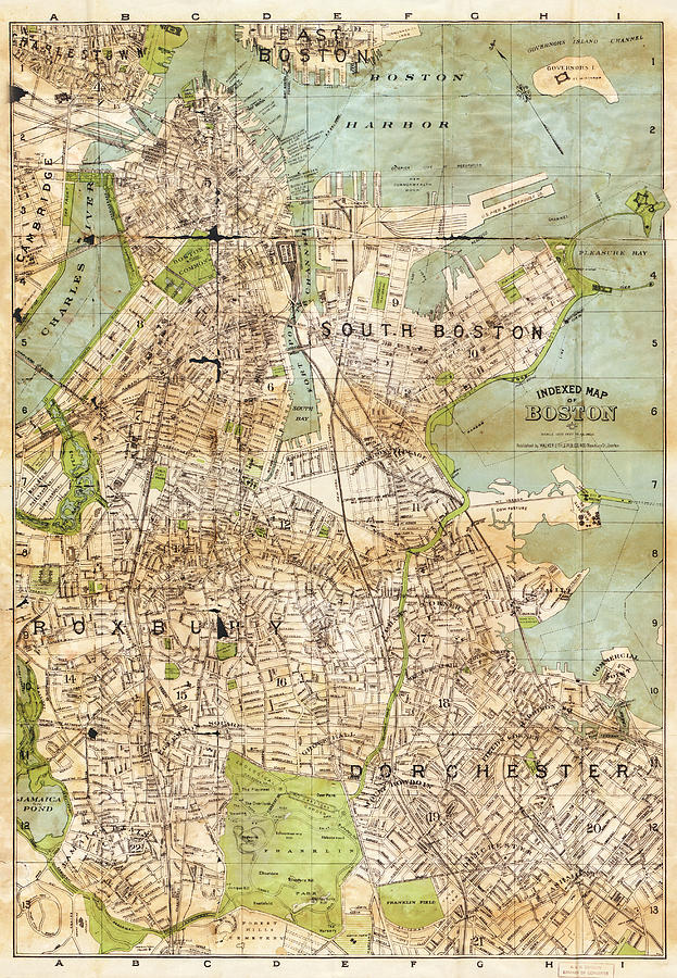 Vintage Boston Map  Photograph by Joann Vitali