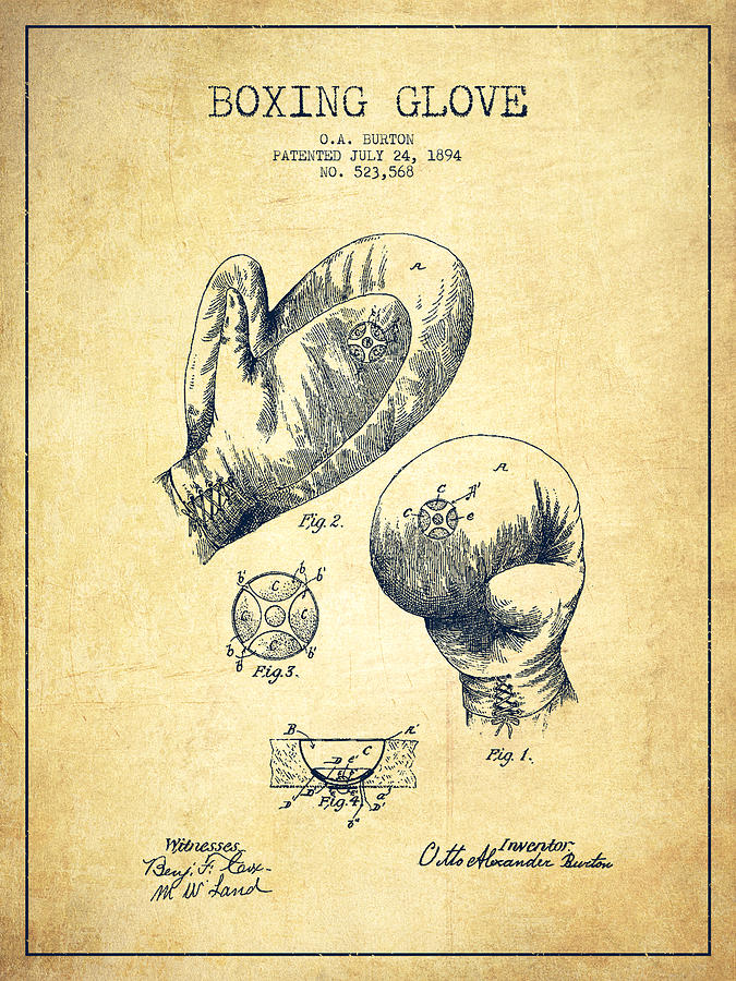 Vintage Digital Art - Vintage Boxing Glove Patent Drawing from 1894 - Vintage by Aged Pixel