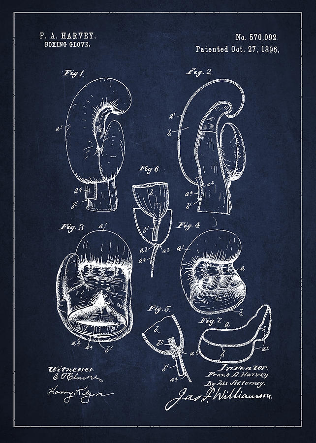 Vintage Digital Art - Vintage Boxing Glove Patent Drawing from 1896 by Aged Pixel