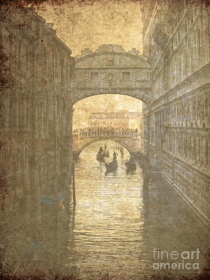  Vintage Bridge of sighs in Venice Digital Art by Patricia Hofmeester