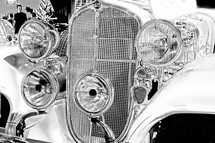 Car Photograph - Vintage Buick Grill Black and White by Lesa Fine