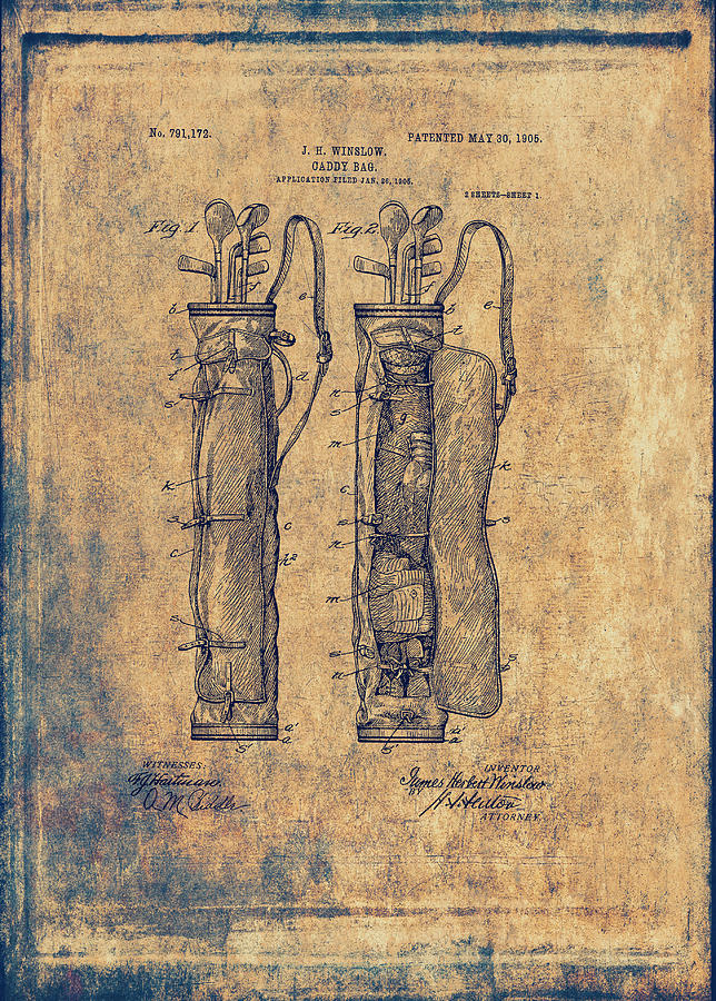 Vintage Caddy Bag Patent - 1905 Digital Art by Maria Angelica Maira