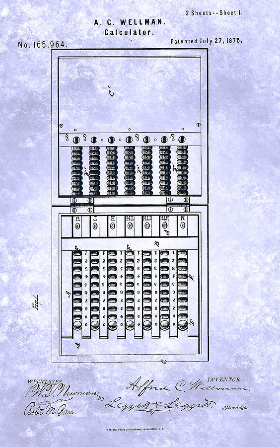 Vintage Calculator Patent From 1875 Painting by Celestial Images