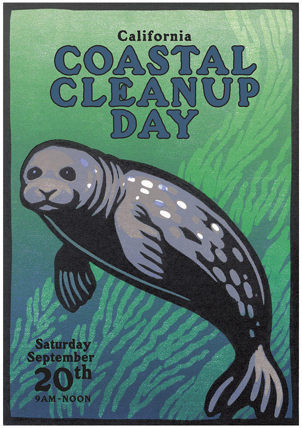 Wildlife Painting - Vintage California Coastal Cleanup Day Seal Poster by California Coastal Commission