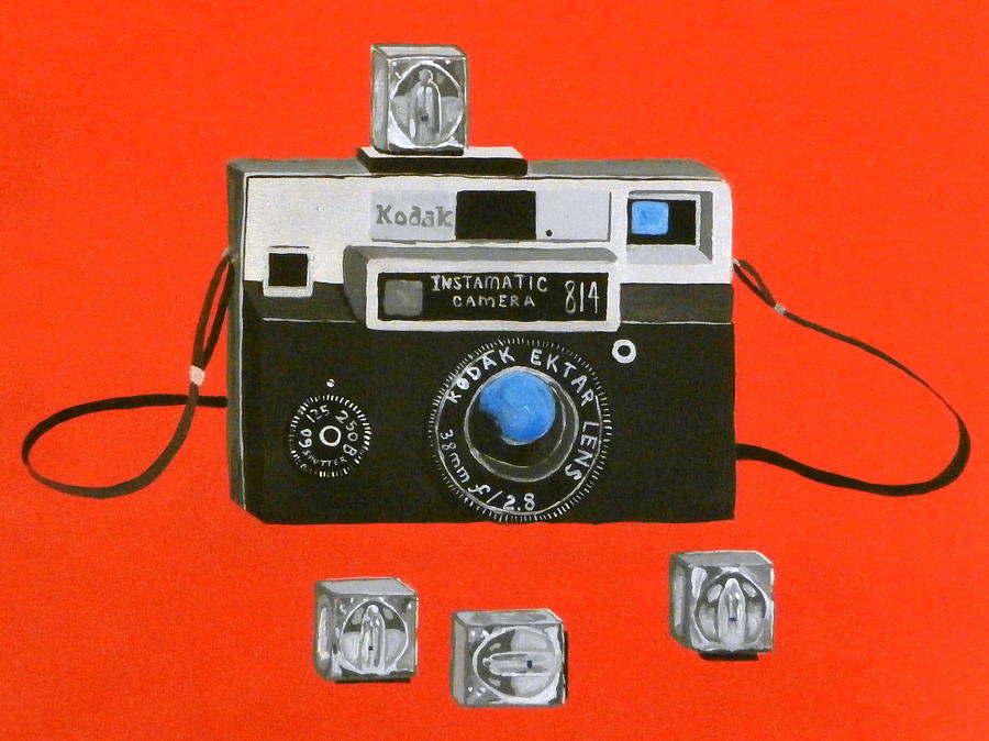 Vintage Camera with Flash Cube Painting by Karyn Robinson
