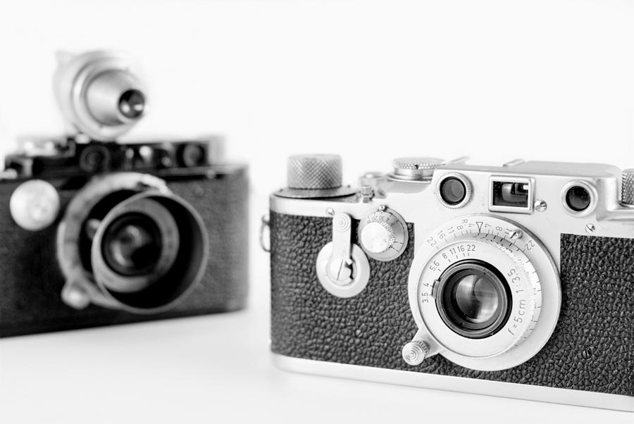 Black And White Photograph - Vintage Cameras by Chevy Fleet