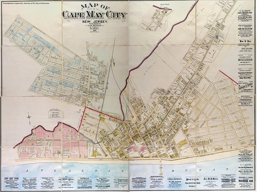 Vintage Photograph - Vintage Cape May City Map 1886 by Bill Cannon