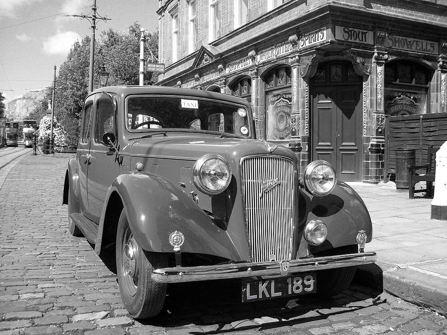 Vintage Photograph - Vintage car and English Pub by Tom Conway