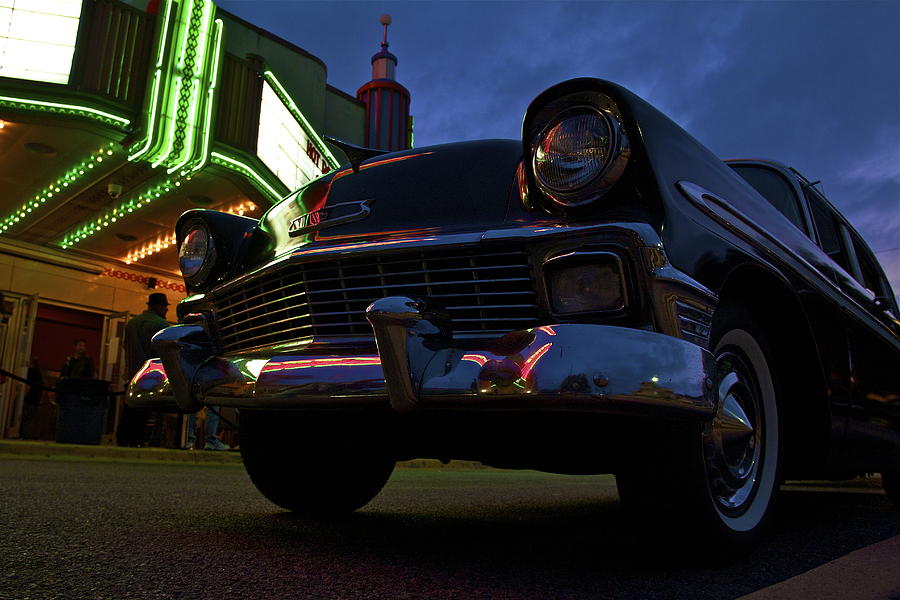 Vintage Car and Neon Lights Photograph by John Babis
