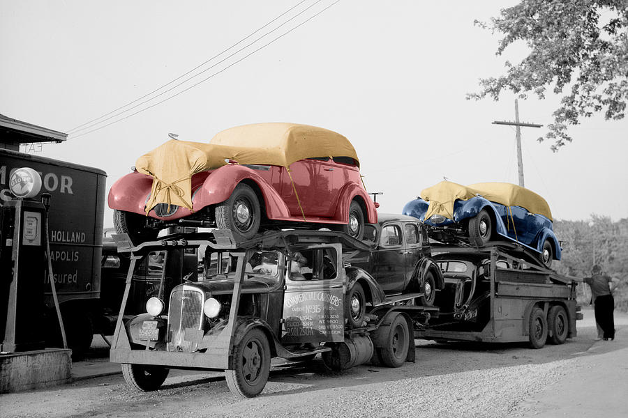 Car Carrier Photograph - Vintage Car Carrier by Andrew Fare